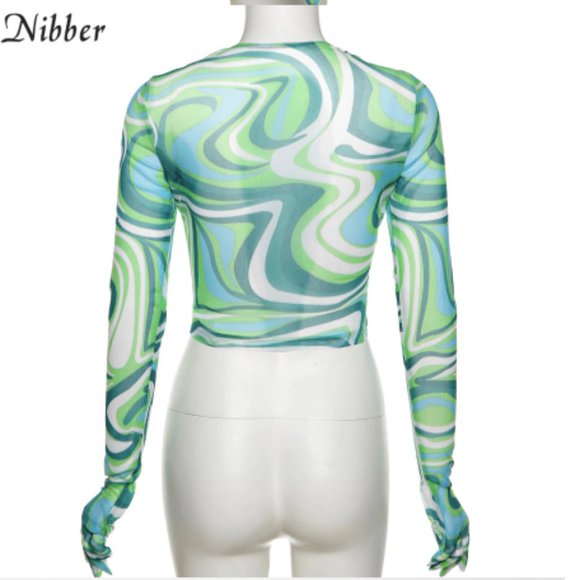 Blue Long Sleeve Gloved Crop Top 💙 - Picture 7 of 7